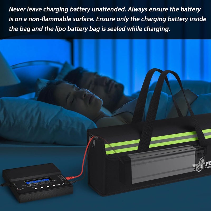 FLASLD 2-Pack E-Bike Battery Bag Fireproof Safe Charging Bag Explosionproof Lipo Battery Bag Large Capatity for Storage Charging (16 x 4.3 x 5in) - Image 4